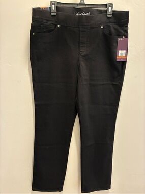 Avery Black Pull-On Straight Leg Mid-Rise Pants